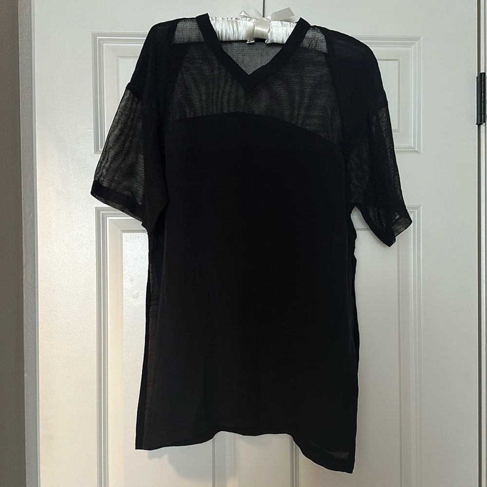 Urban Outfitters -Silence + noise black t-shirt with mesh and side slits.